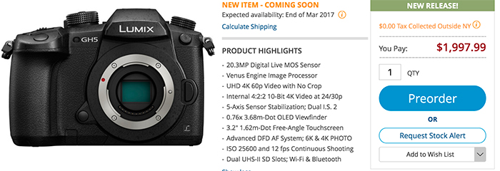 Panasonic GH5 officially announced. Preorder it now! - 43 Rumors